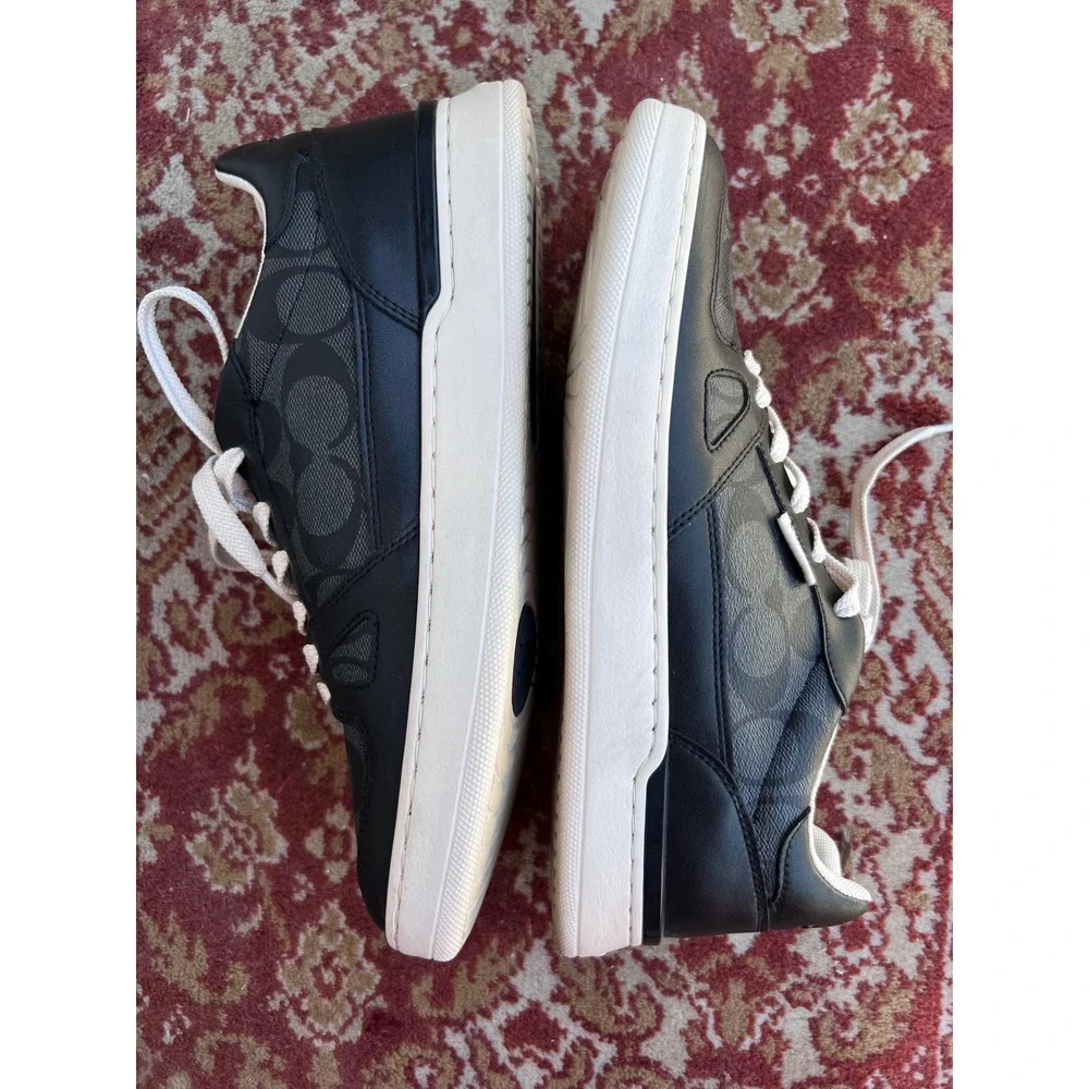 COACH Clip Court Low top Sneakers Black Monogram C8965 Sz 9.5B LNWOT